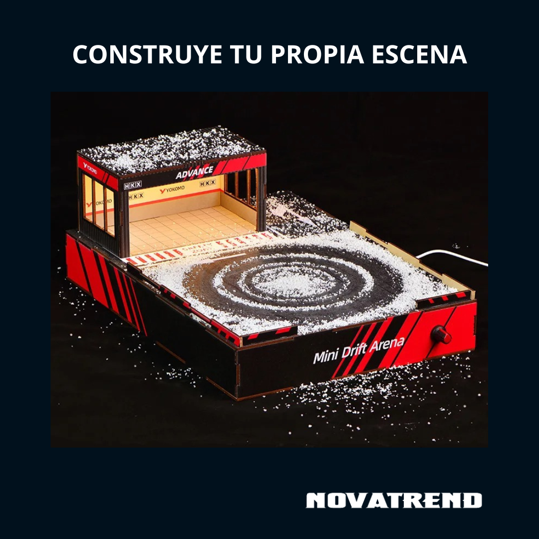 Mini Drift Arena – Diorama Giratorio con LED para Coleccionistas